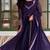 Dark-purple faux georgette embroidered flared gown set