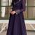 Dark-purple faux georgette embroidered flared gown set