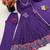 Dark-purple faux georgette embroidered flared gown set
