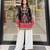 Black cotton poly embroidered palazzo set