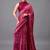 Pink printed satin saree with blouse