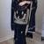 Black silk blend embroidered palazzo set