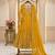 Yellow faux georgette embroidered flared gown set