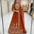Orange faux georgette embroidered flared gown set