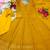 Dark-yellow faux georgette embroidered flared gown set