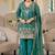 Teal silk blend embroidered palazzo set