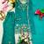 Teal silk blend embroidered palazzo set