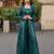 Dark-teal faux georgette embroidered palazzo set