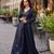 Dark-blue faux georgette embroidered palazzo set