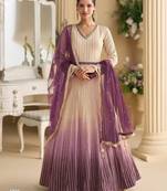 Multicolor georgette embroidered flared gown set