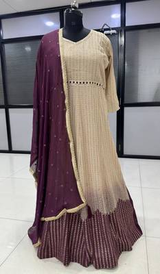 Multicolor georgette embroidered flared gown set 2