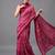 Pink printed satin saree with blouse