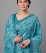 Rama printed satin saree with blouse