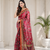 maroon color kalamkari prints contrast pallu cotton blend saree