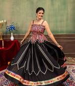 Black Embroidery Work Silk Blend Navratri Lehnga choli set