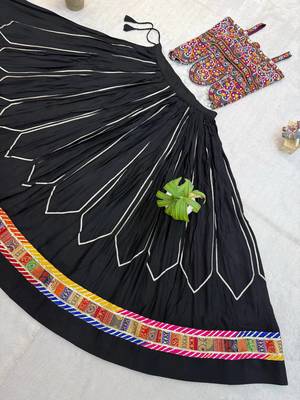 Black Embroidery Work Silk Blend Navratri Lehnga choli set 5