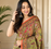 olive green color kalamkari prints contrast pallu cotton blend saree