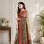 olive green color kalamkari prints contrast pallu cotton blend saree