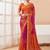 Women's orange bandhani print chiffon bandhej style saree with matching blouse