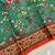 sea green color kalamkari prints contrast pallu cotton blend saree
