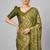 Green printed satin saree with blouse