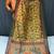 yellow color kalamkari prints contrast pallu cotton blend saree