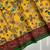 yellow color kalamkari prints contrast pallu cotton blend saree