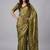 Green printed satin saree with blouse