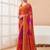 Women's orange bandhani print chiffon bandhej style saree with matching blouse