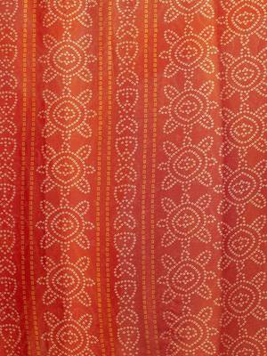 Women's orange bandhani print chiffon bandhej style saree with matching blouse 4