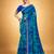 Women's blue chiffon geomatric print chiffon saree with blouse