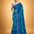 Women's blue chiffon geomatric print chiffon saree with blouse