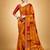Women's yellow red chiffon geomatric print chiffon saree with blouse