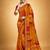 Women's yellow red chiffon geomatric print chiffon saree with blouse