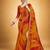 Women's yellow red chiffon geomatric print chiffon saree with blouse