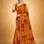 Women's yellow red chiffon geomatric print chiffon saree with blouse