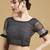 Women's black chiffon geomatric print chiffon saree with blouse