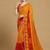 Women's yellow red chiffon geomatric print chiffon saree with blouse