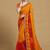Women's yellow red chiffon geomatric print chiffon saree with blouse
