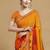 Women's yellow red chiffon geomatric print chiffon saree with blouse