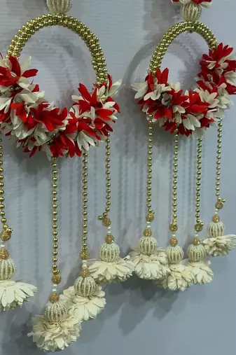 handmade fabric flower ring door hanging decorative hanging decor (pack of 2)