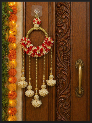 handmade fabric flower ring door hanging decorative hanging decor (pack of 2) 3