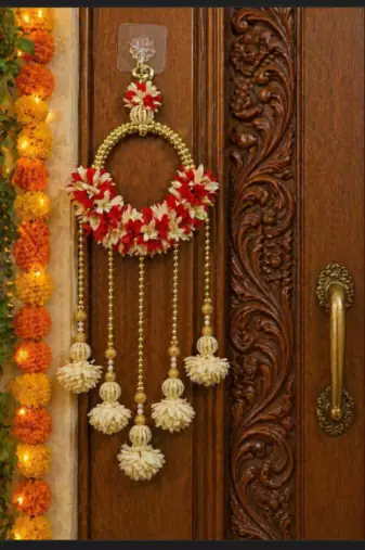 handmade fabric flower ring door hanging decorative hanging decor (pack of 2)
