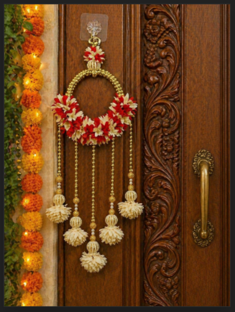handmade fabric flower ring door hanging decorative hanging decor (pack of 2)