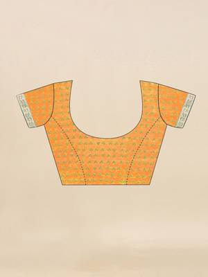 Women's yellow bandhani print chiffon saree with unstitch blouse 5