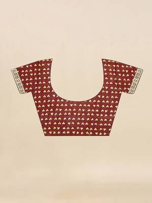 Women's maroon bandhani print chiffon saree with unstitch blouse 4
