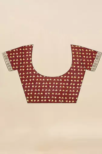 Women's maroon bandhani print chiffon saree with unstitch blouse