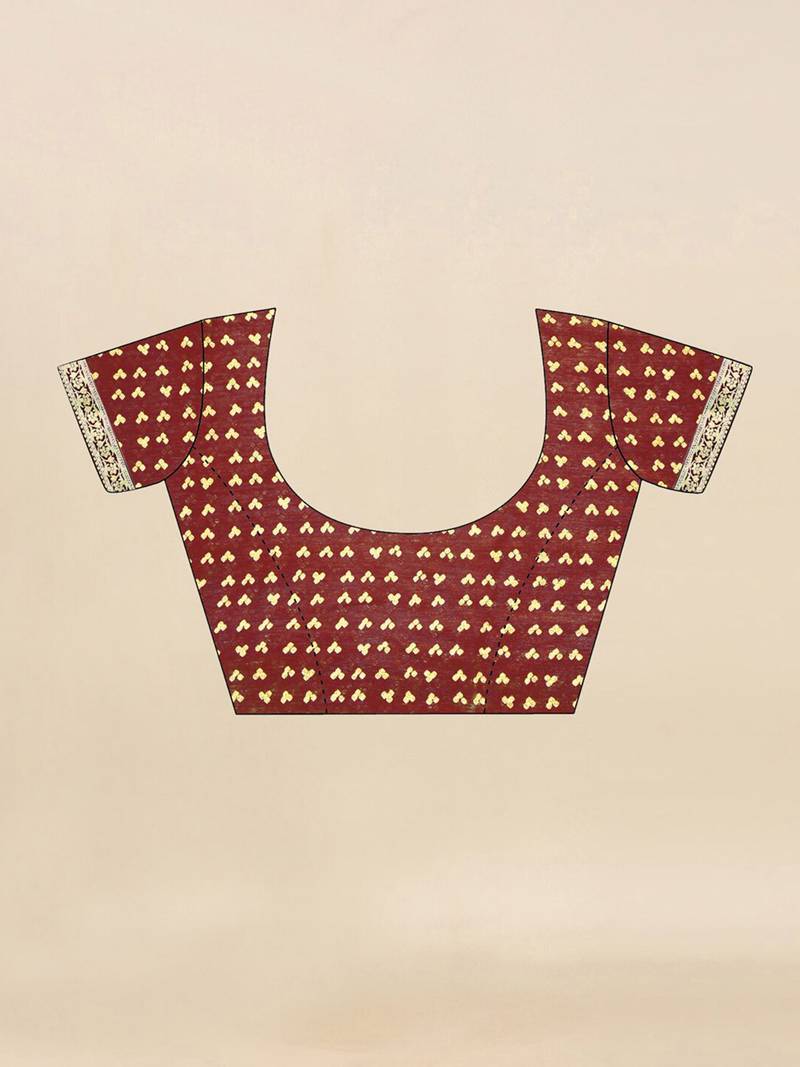 Women's maroon bandhani print chiffon saree with unstitch blouse