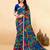 Women's blue multi chiffon leheriya print chiffon saree with blouse