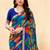 Women's blue multi chiffon leheriya print chiffon saree with blouse